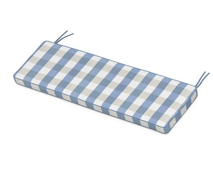POLYWOOD Chinoiserie 60" Bench Seat Cushion in Buffalo Plaid Sky Blue