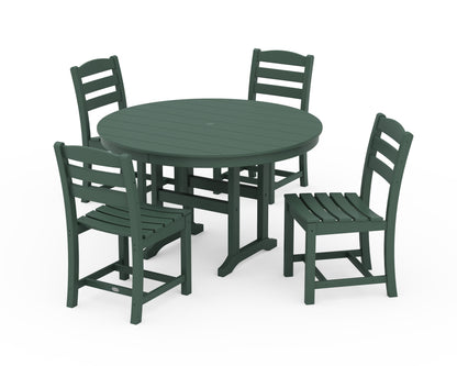 POLYWOOD La Casa Café Side Chair 5-Piece Round Farmhouse Dining Set in Green