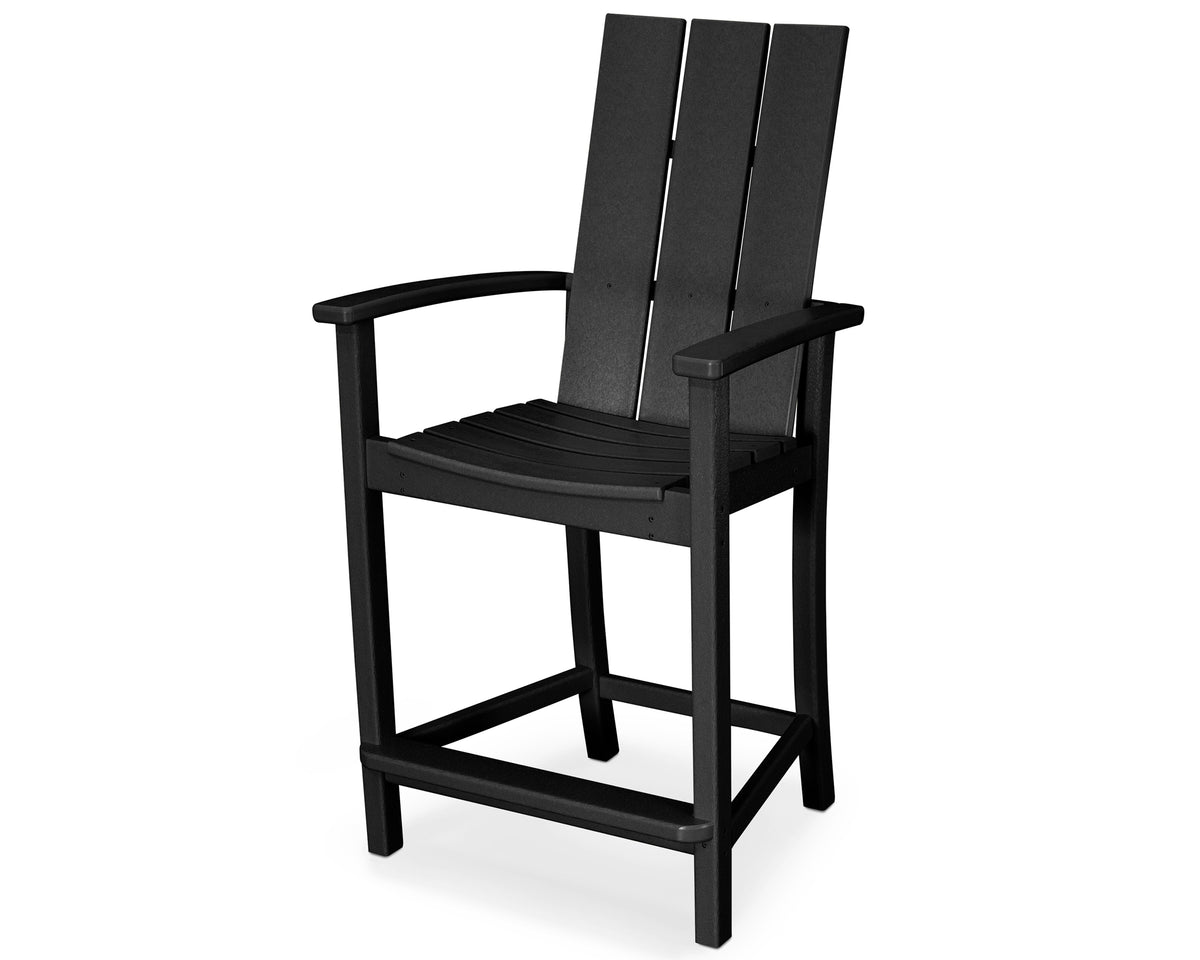 POLYWOOD Modern Adirondack Counter Chair in Black
