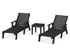 POLYWOOD Captain Chaise 3-Piece Set with Arms in Black