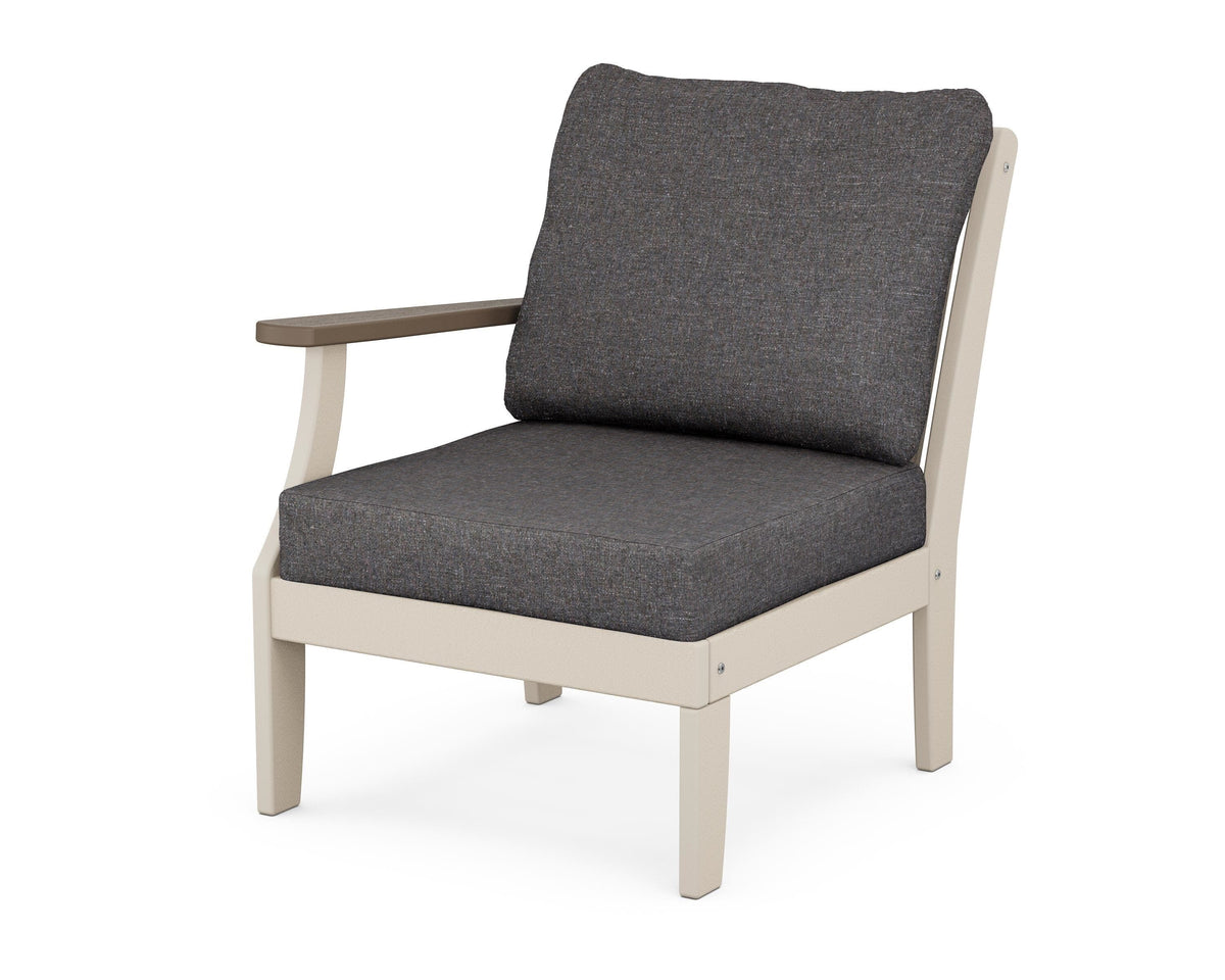 POLYWOOD Braxton Modular Left Arm Chair in Sand / Kona / Ash Charcoal