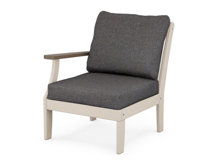 POLYWOOD Braxton Modular Left Arm Chair in Sand / Kona / Ash Charcoal