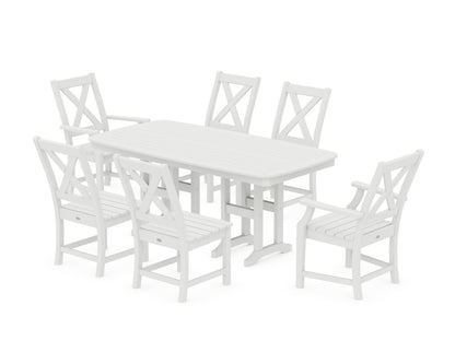POLYWOOD Braxton 7-Piece Dining Set - 37" x 72" Table in White
