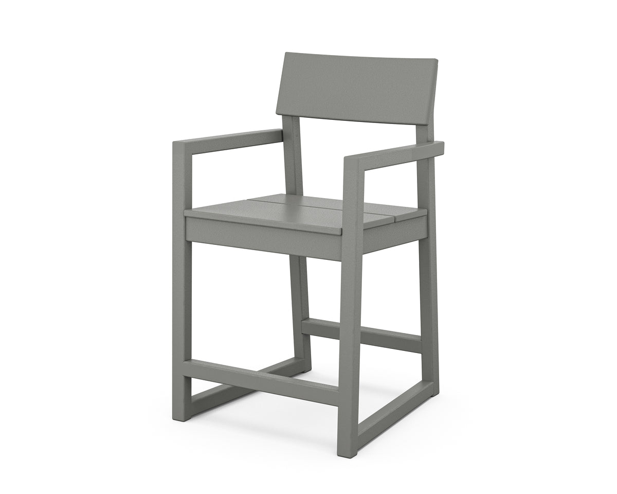 POLYWOOD EDGE Counter Arm Chair in Slate Grey