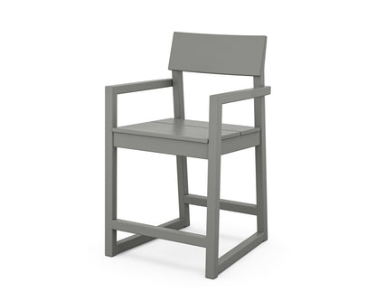 POLYWOOD EDGE Counter Arm Chair in Slate Grey