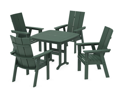 POLYWOOD Modern Curveback Adirondack 5-Piece Dining Set - 37" Table in Green