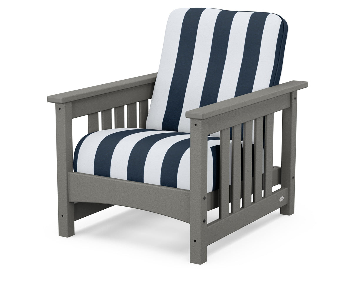 POLYWOOD Club Mission Chair in Slate Grey / Cabana Stripe Marine Indigo