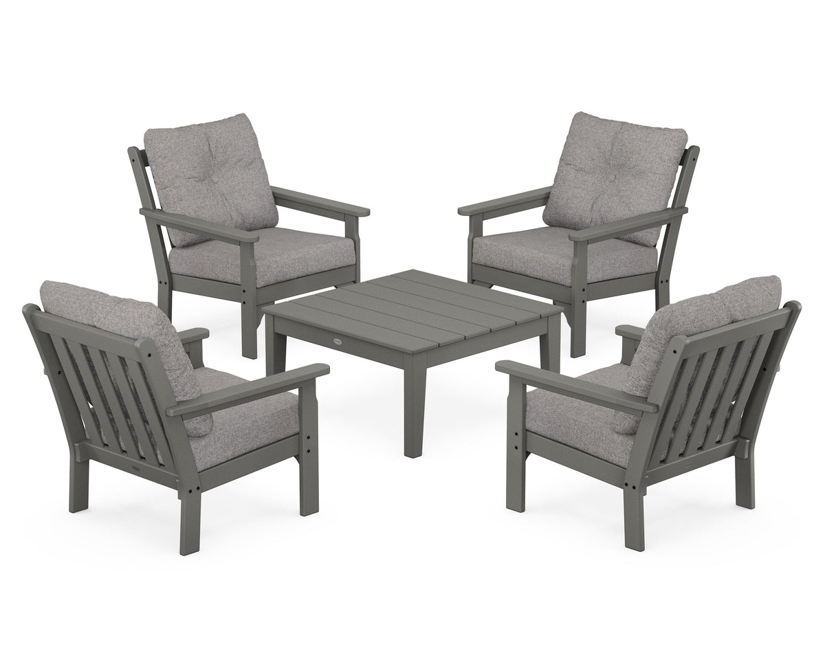 POLYWOOD Vineyard 5-Piece Deep Seating Conversation Set in Slate Grey / Grey Mist