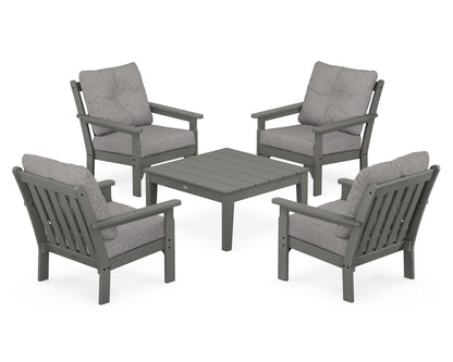 POLYWOOD Vineyard 5-Piece Deep Seating Conversation Set in Slate Grey / Grey Mist