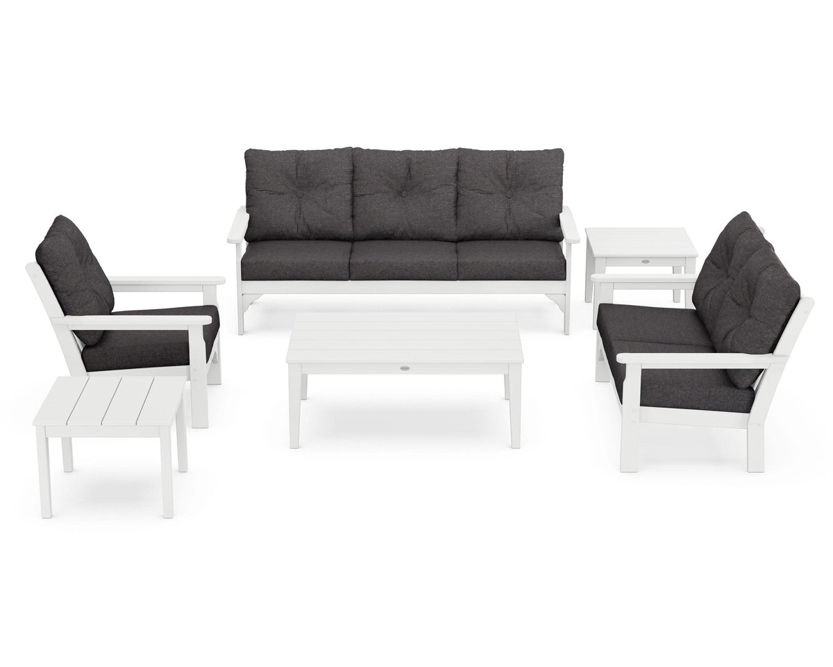 POLYWOOD Vineyard 6-Piece Deep Seating Set in White / Ash Charcoal