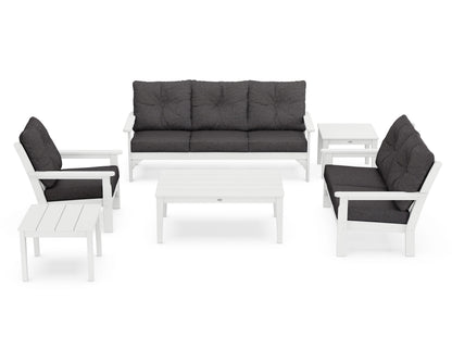 POLYWOOD Vineyard 6-Piece Deep Seating Set in White / Ash Charcoal