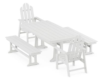 POLYWOOD Long Island 5-Piece Dining Set with Trestle Legs - 38" x 73" Table in White