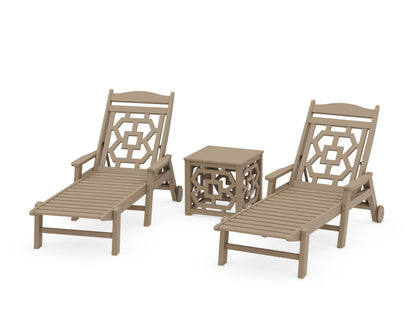 POLYWOOD Chinoiserie 3-Piece Chaise Set in Vintage Sahara