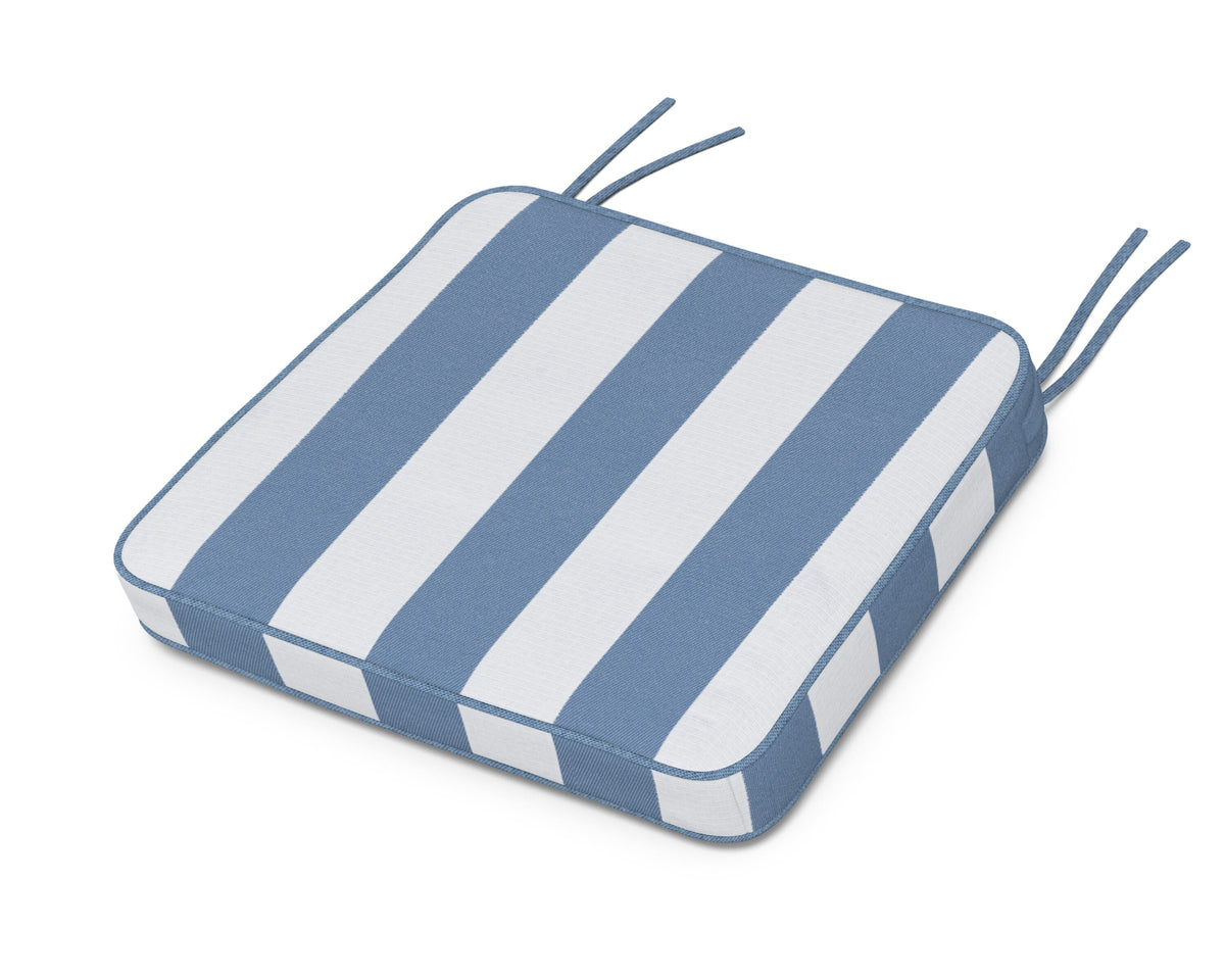 POLYWOOD Chinoiserie Arm Chair Seat Cushion in Cabana Stripe Sky Blue