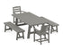 POLYWOOD La Casa Café 5-Piece Rustic Farmhouse Dining Set with Benches in Slate Grey
