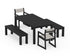 POLYWOOD EDGE Sling Arm Chair 5-Piece Parsons Dining Set with Benches in Black / Birch