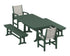 POLYWOOD Coastal 5-Piece Dining Set with Trestle Legs and Benches in Green / Birch