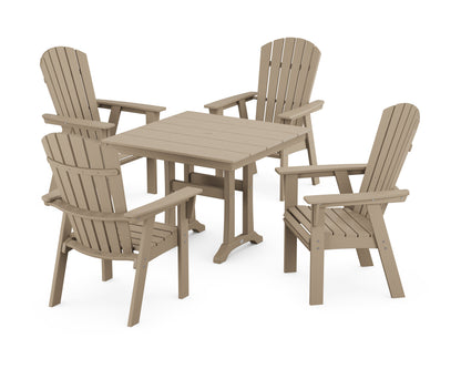 POLYWOOD Nautical Adirondack 5-Piece Farmhouse Dining Set with Trestle Legs - 37" Table in Vintage Sahara