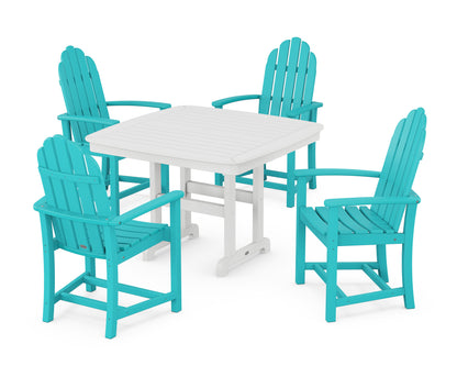 POLYWOOD Classic Adirondack 5-Piece Dining Set with Trestle Legs - 44" Table in Aruba / White