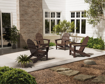 POLYWOOD 4-Piece Classic Adirondack Conversation Set in Mahogany in an outdoor setting