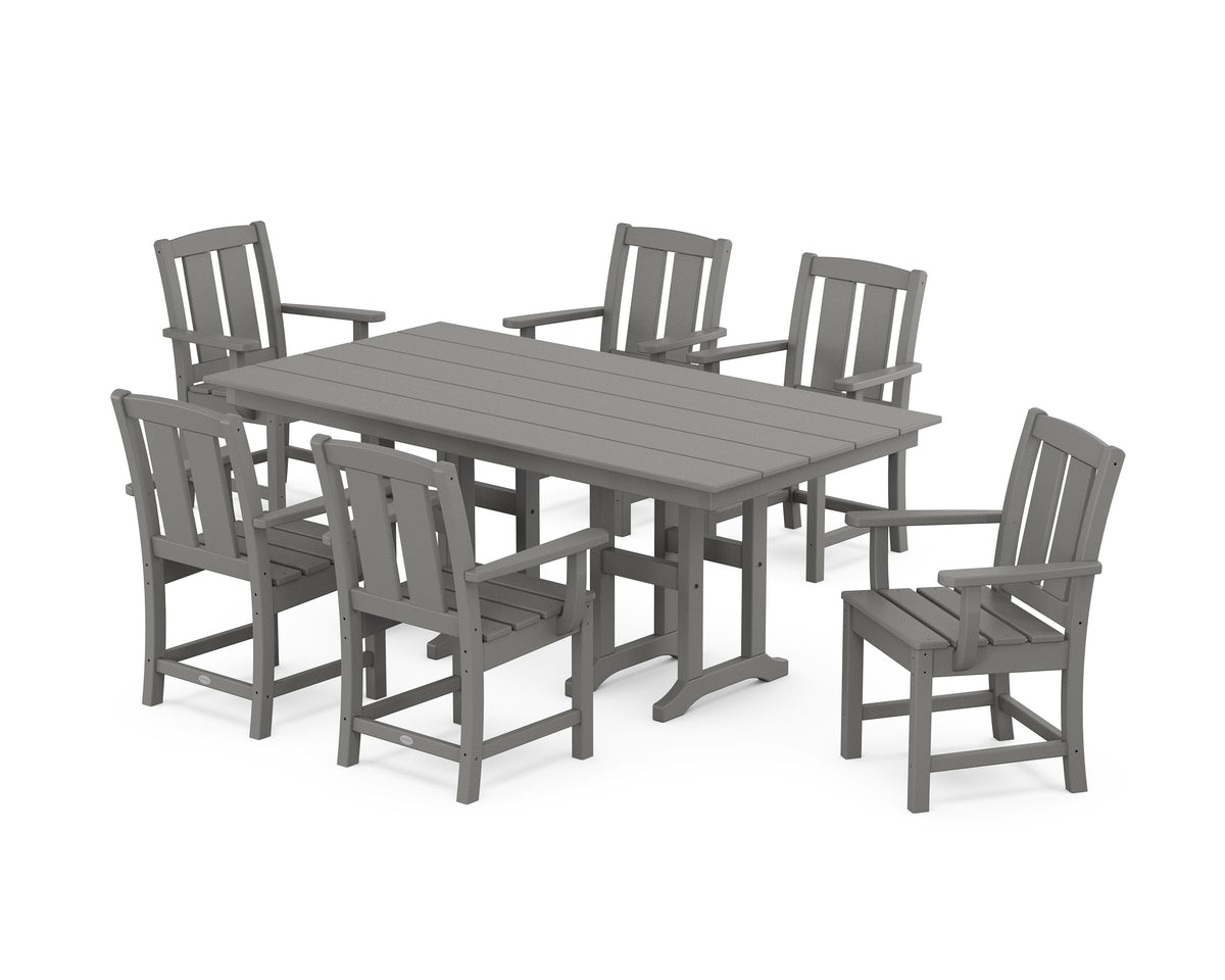 POLYWOOD Mission Arm Chair 7-Piece Farmhouse Dining Set in Slate Grey