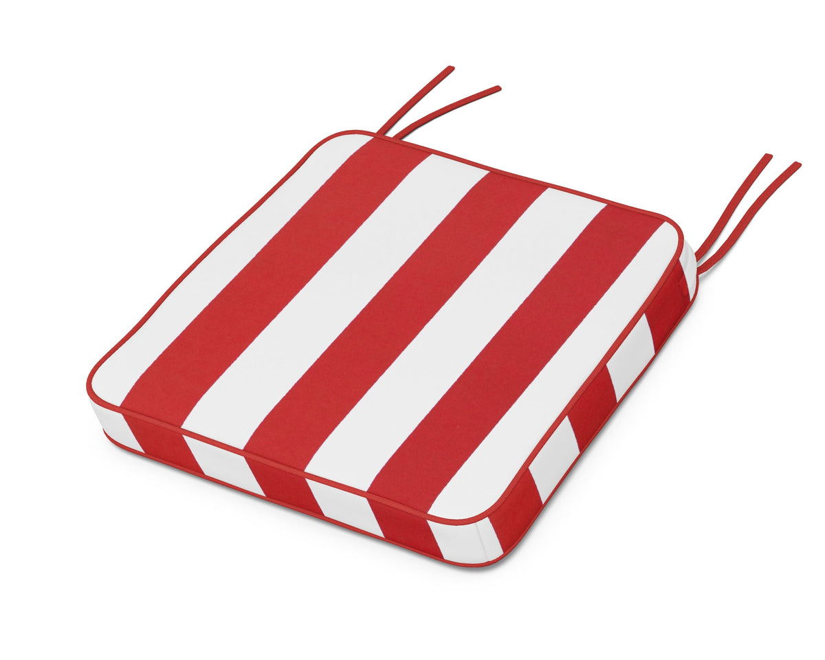 POLYWOOD Chinoiserie Side Chair Seat Cushion in Cabana Stripe Crimson