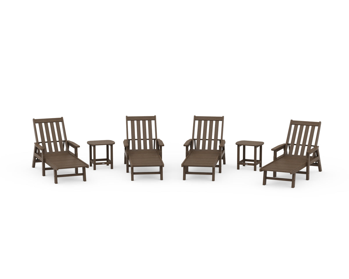 POLYWOOD Vineyard 6-Piece Chaise with Arms Set in Kona