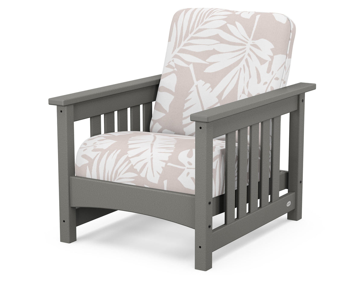 POLYWOOD Club Mission Chair in Slate Grey / Leaf Dune Burlap