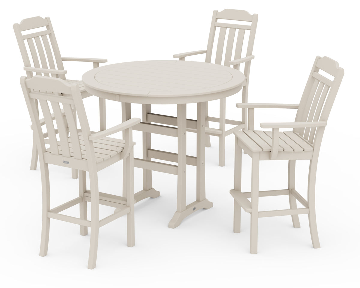 POLYWOOD Cottage 5-Piece Round Bar Set in Sand