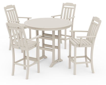 POLYWOOD Cottage 5-Piece Round Bar Set in Sand