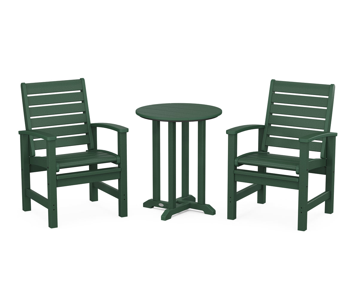 POLYWOOD Signature 3-Piece Round Farmhouse Bistro Dining Set in Green