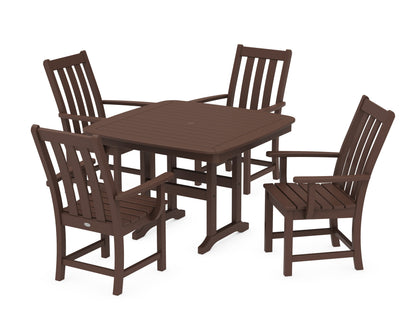 POLYWOOD Vineyard 5-Piece Dining Set with Trestle Legs - 44" Table in Mahogany