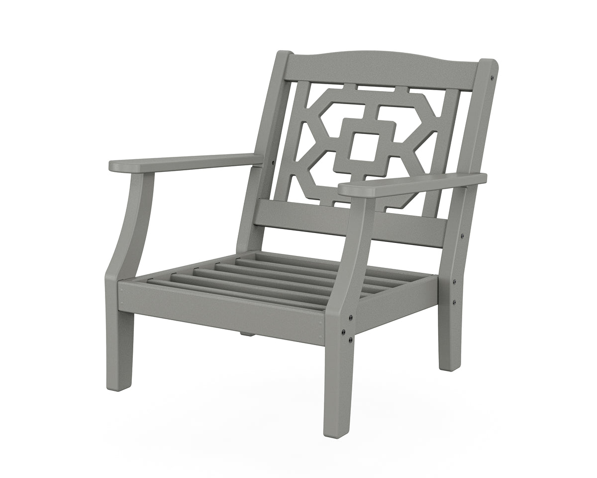 POLYWOOD Chinoiserie Deep Seating Chair Frame in Slate Grey