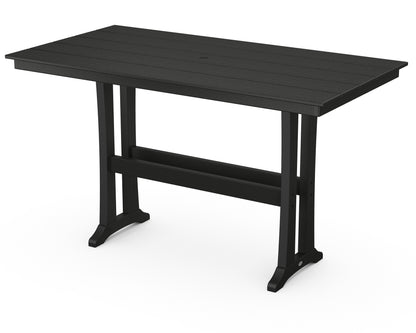 POLYWOOD Farmhouse Trestle 37" x 72" Bar Table in Black