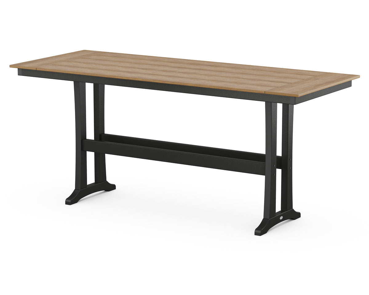POLYWOOD Farmhouse Trestle 38" x 96" Bar Table in Black / Natural