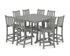 POLYWOOD Traditional Garden 9-Piece Nautical Trestle Bar Set in Slate Grey