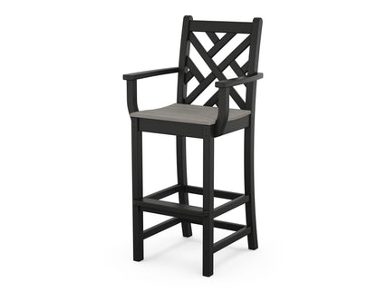 POLYWOOD Chippendale Bar Arm Chair in Black / Driftwood