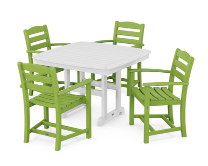POLYWOOD La Casa Café 5-Piece Dining Set with Trestle Legs - 44" Table in Lime / White