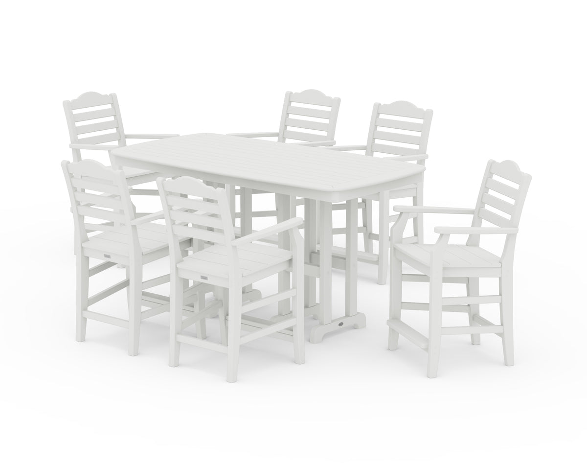 POLYWOOD Savannah Arm Chair 7-Piece Counter Set in Vintage White