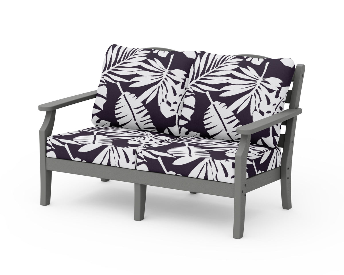 POLYWOOD Savannah Deep Seating Loveseat in Slate Grey / Leaf Navy