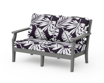 POLYWOOD Savannah Deep Seating Loveseat in Slate Grey / Leaf Navy