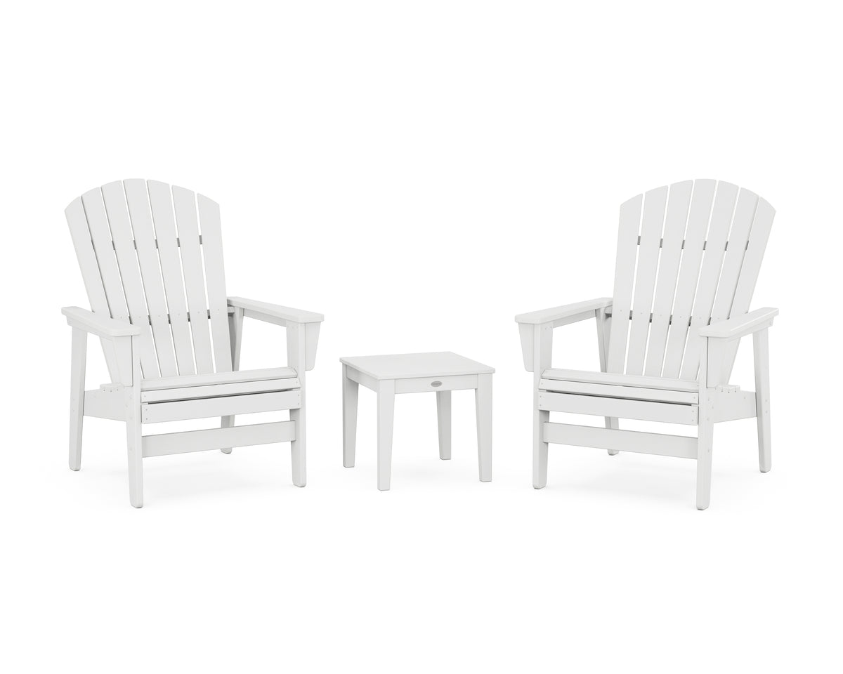 POLYWOOD 3-Piece Nautical Grand Upright Adirondack Set in White