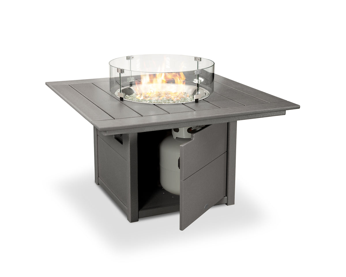 Angled view of the POLYWOOD Square 42" Fire Pit Table