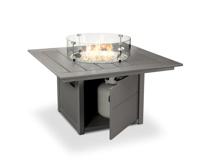 Angled view of the POLYWOOD Square 42" Fire Pit Table