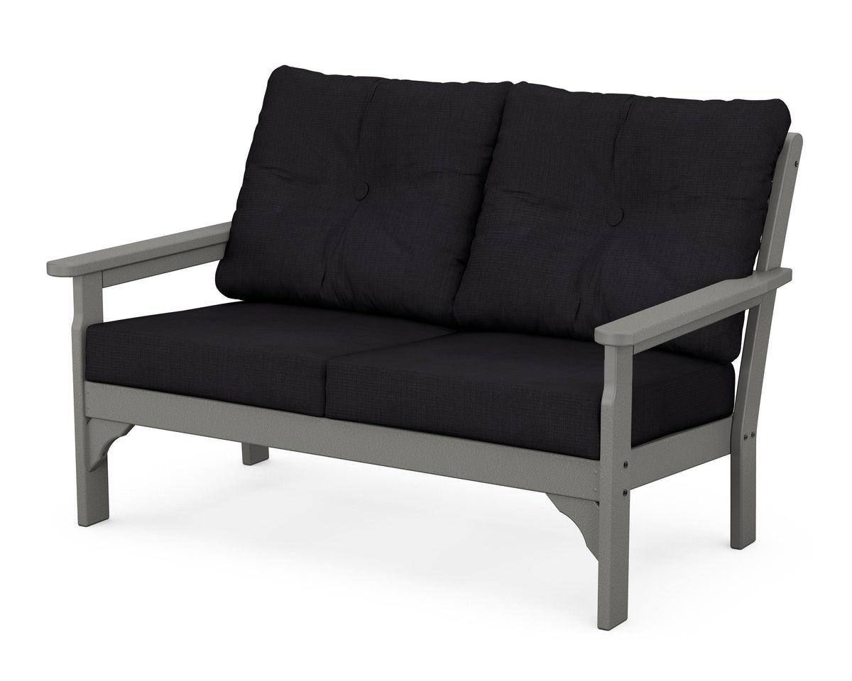 POLYWOOD Vineyard Deep Seating Loveseat in Slate Grey / Midnight Linen