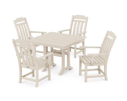 POLYWOOD Cottage 5-Piece Farmhouse Dining Set with Trestle Legs in Sand
