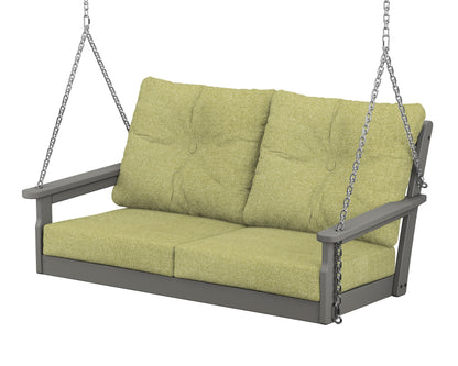 POLYWOOD Vineyard Deep Seating Swing in Slate Grey / Chartreuse Boucle