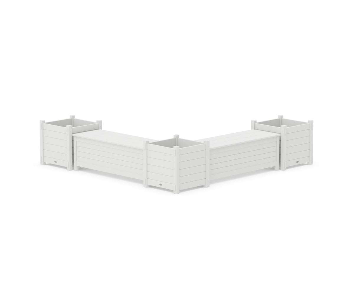 POLYWOOD 48" Nautical L-Shaped Planter Storage Bench Corner Set - Large in White