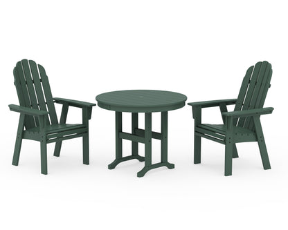 POLYWOOD Vineyard Adirondack 3-Piece Round Dining Set in Green