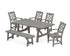 POLYWOOD Chinoiserie 6-Piece Rustic Farmhouse Dining Set with Bench in Slate Grey